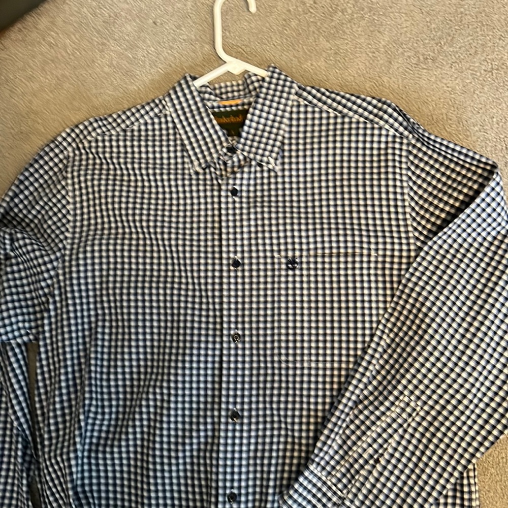 Almost new Men’s Timberland blue plaid shirt. Large.